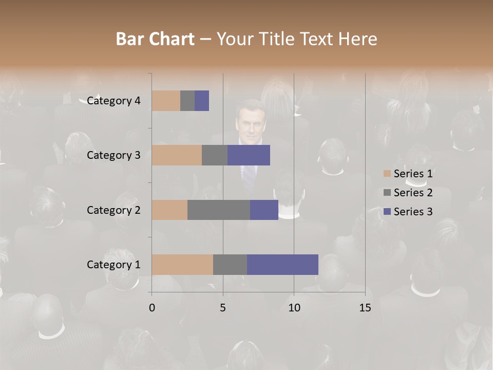 A Man In A Suit Standing In Front Of A Crowd Of People PowerPoint Template