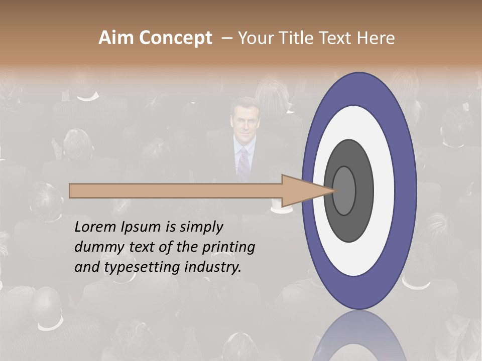 A Man In A Suit Standing In Front Of A Crowd Of People PowerPoint Template