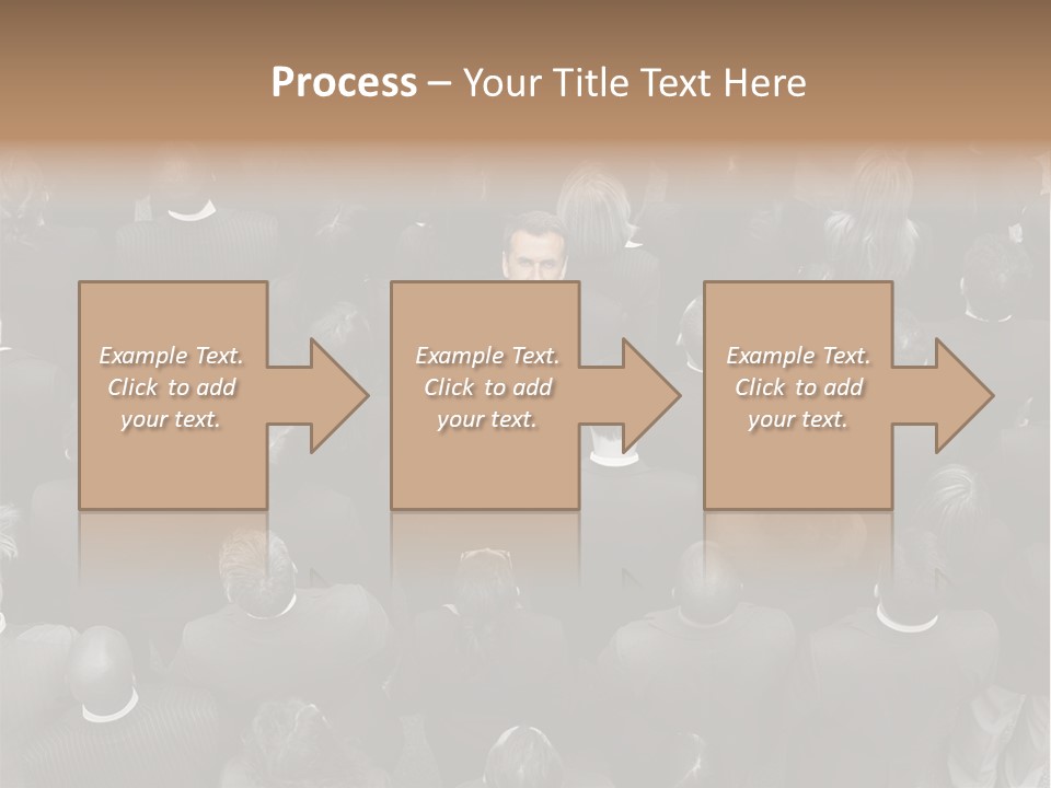 A Man In A Suit Standing In Front Of A Crowd Of People PowerPoint Template