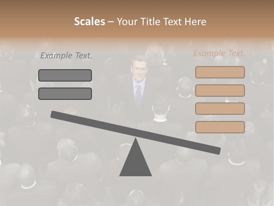 A Man In A Suit Standing In Front Of A Crowd Of People PowerPoint Template