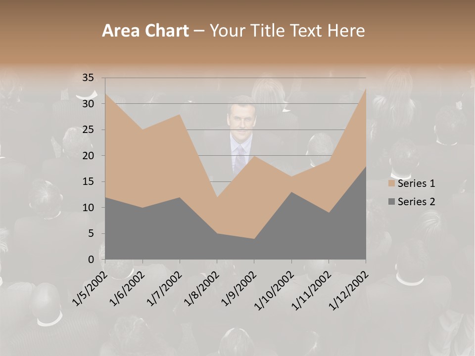 A Man In A Suit Standing In Front Of A Crowd Of People PowerPoint Template