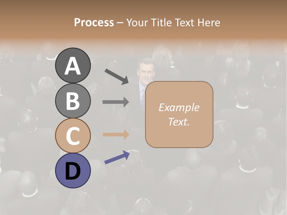 A Man In A Suit Standing In Front Of A Crowd Of People PowerPoint Template