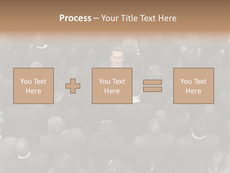 A Man In A Suit Standing In Front Of A Crowd Of People PowerPoint Template