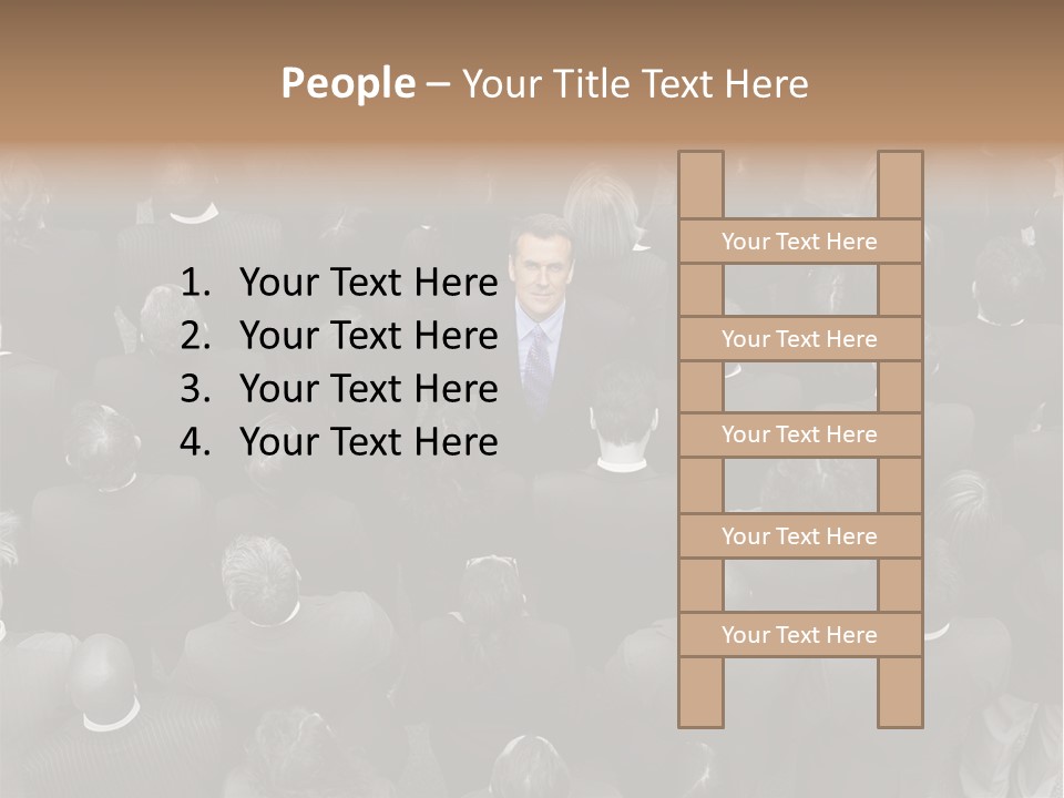 A Man In A Suit Standing In Front Of A Crowd Of People PowerPoint Template