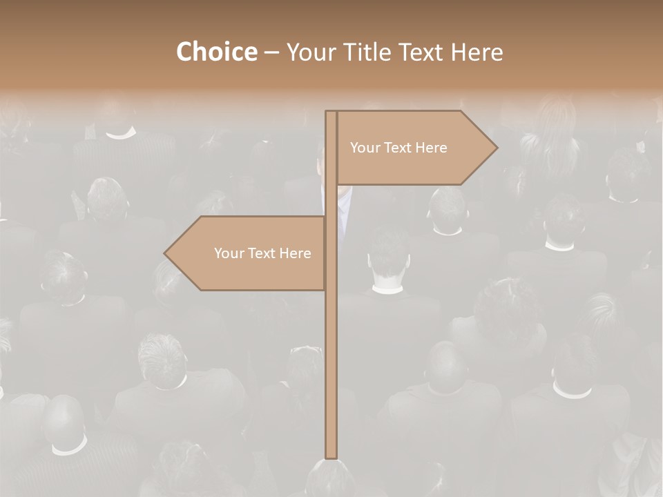 A Man In A Suit Standing In Front Of A Crowd Of People PowerPoint Template