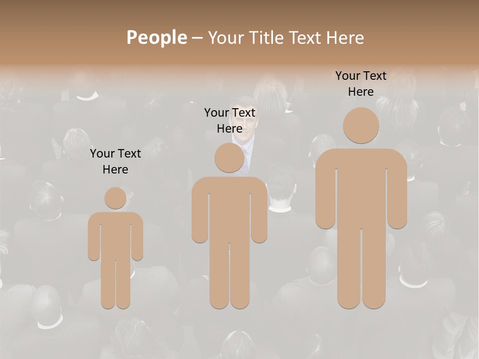 A Man In A Suit Standing In Front Of A Crowd Of People PowerPoint Template