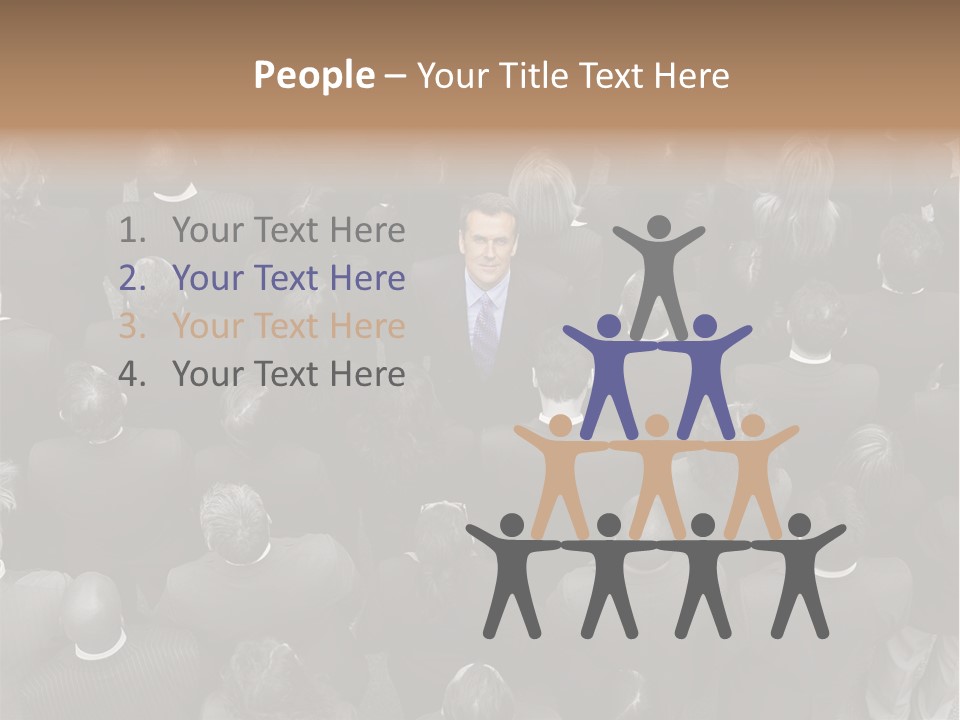 A Man In A Suit Standing In Front Of A Crowd Of People PowerPoint Template