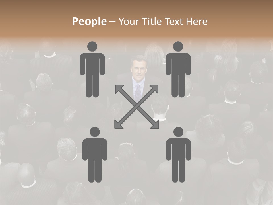A Man In A Suit Standing In Front Of A Crowd Of People PowerPoint Template
