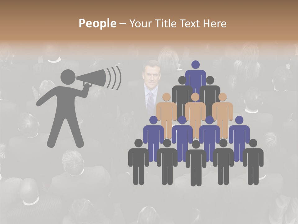 A Man In A Suit Standing In Front Of A Crowd Of People PowerPoint Template