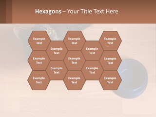 A Cat Sitting Next To A Blue Bowl On A Wooden Floor PowerPoint Template