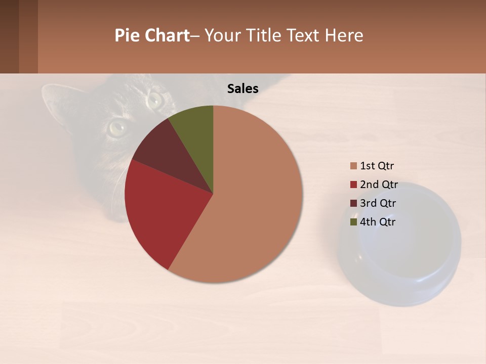 A Cat Sitting Next To A Blue Bowl On A Wooden Floor PowerPoint Template