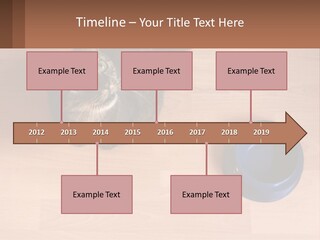 A Cat Sitting Next To A Blue Bowl On A Wooden Floor PowerPoint Template