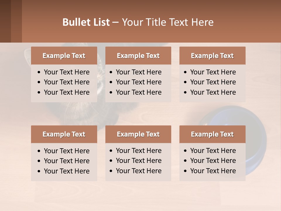 A Cat Sitting Next To A Blue Bowl On A Wooden Floor PowerPoint Template