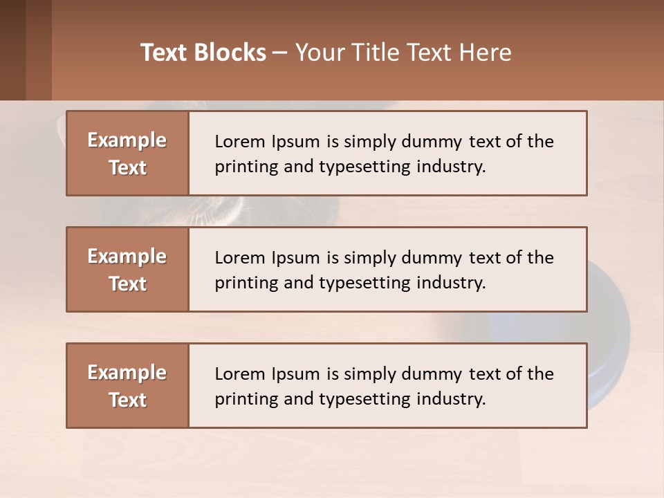 A Cat Sitting Next To A Blue Bowl On A Wooden Floor PowerPoint Template