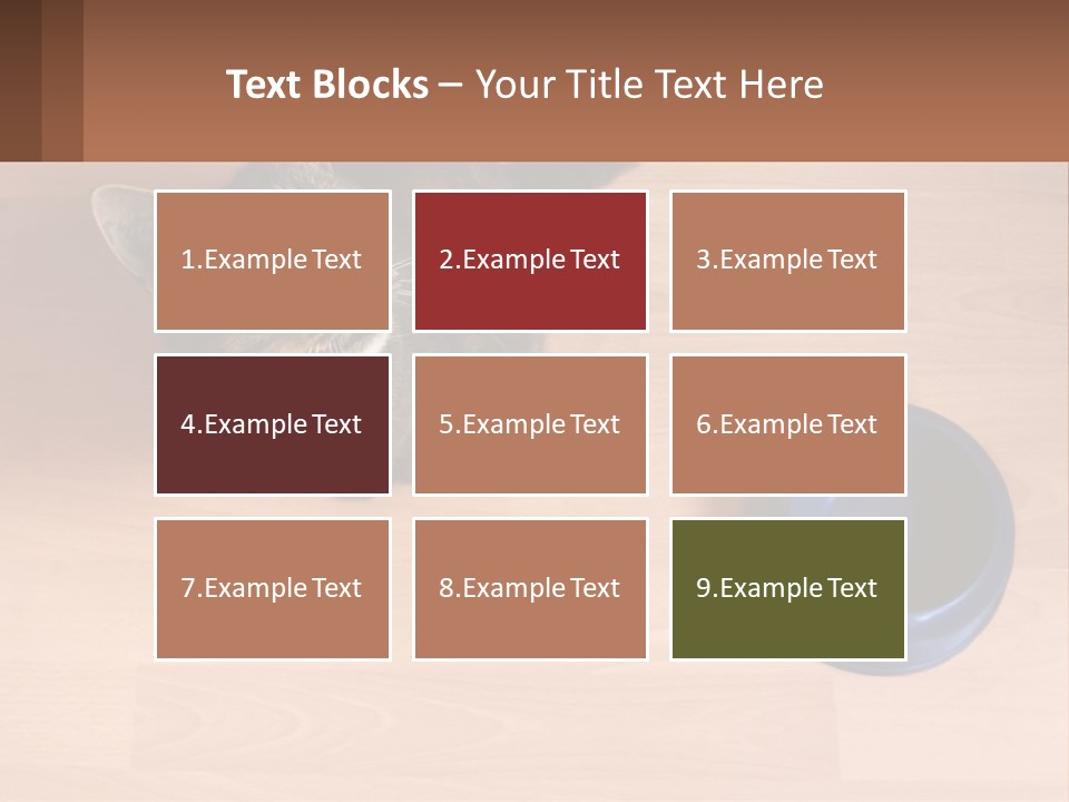 A Cat Sitting Next To A Blue Bowl On A Wooden Floor PowerPoint Template