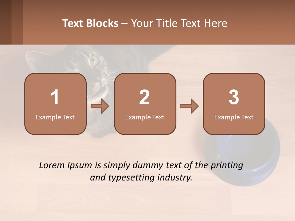 A Cat Sitting Next To A Blue Bowl On A Wooden Floor PowerPoint Template