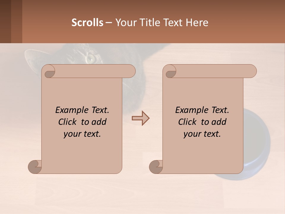 A Cat Sitting Next To A Blue Bowl On A Wooden Floor PowerPoint Template