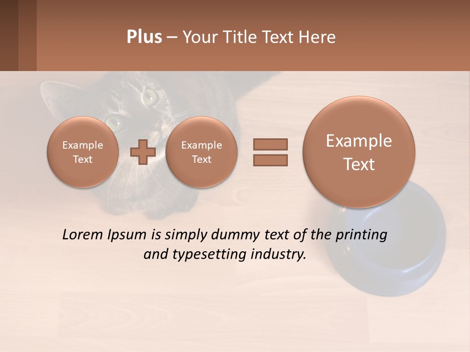 A Cat Sitting Next To A Blue Bowl On A Wooden Floor PowerPoint Template