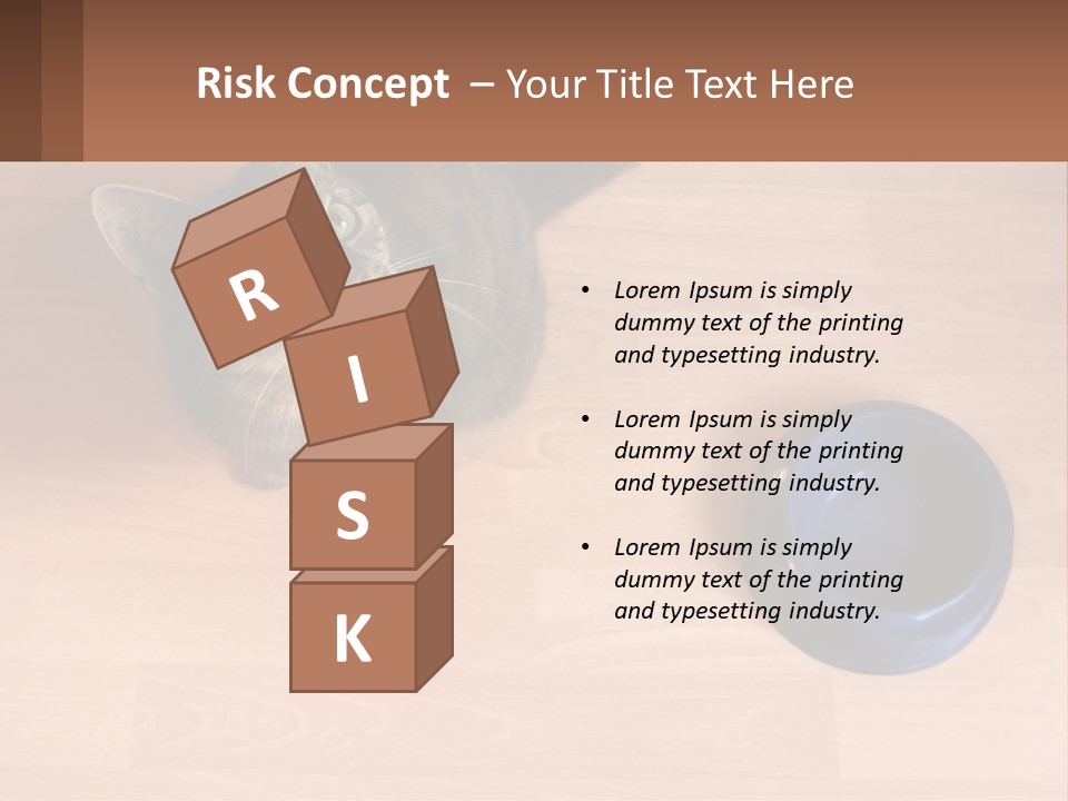 A Cat Sitting Next To A Blue Bowl On A Wooden Floor PowerPoint Template