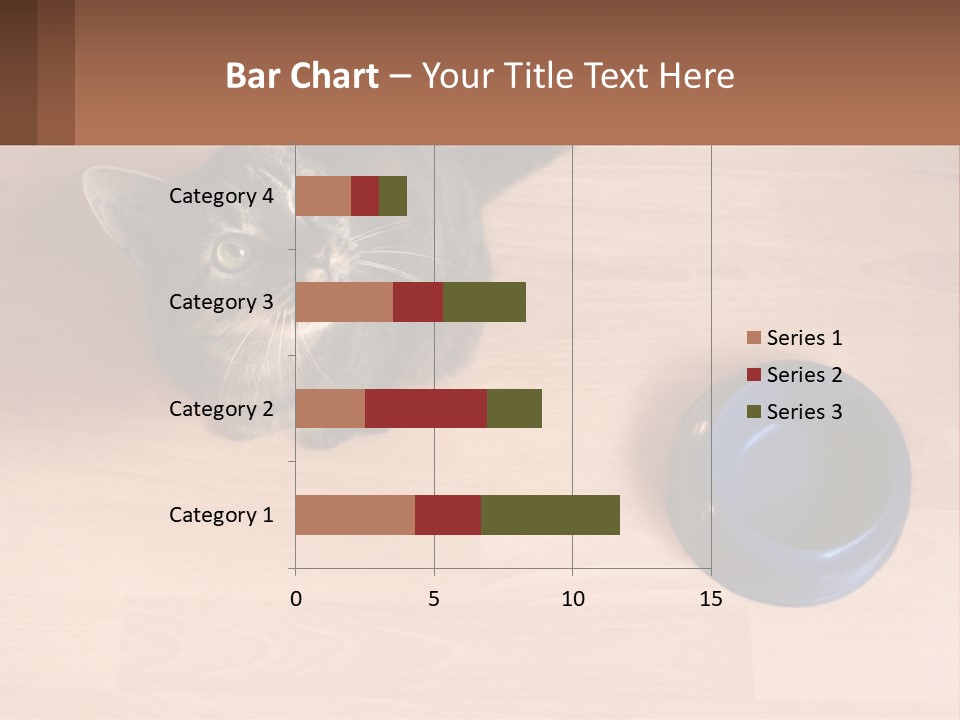 A Cat Sitting Next To A Blue Bowl On A Wooden Floor PowerPoint Template