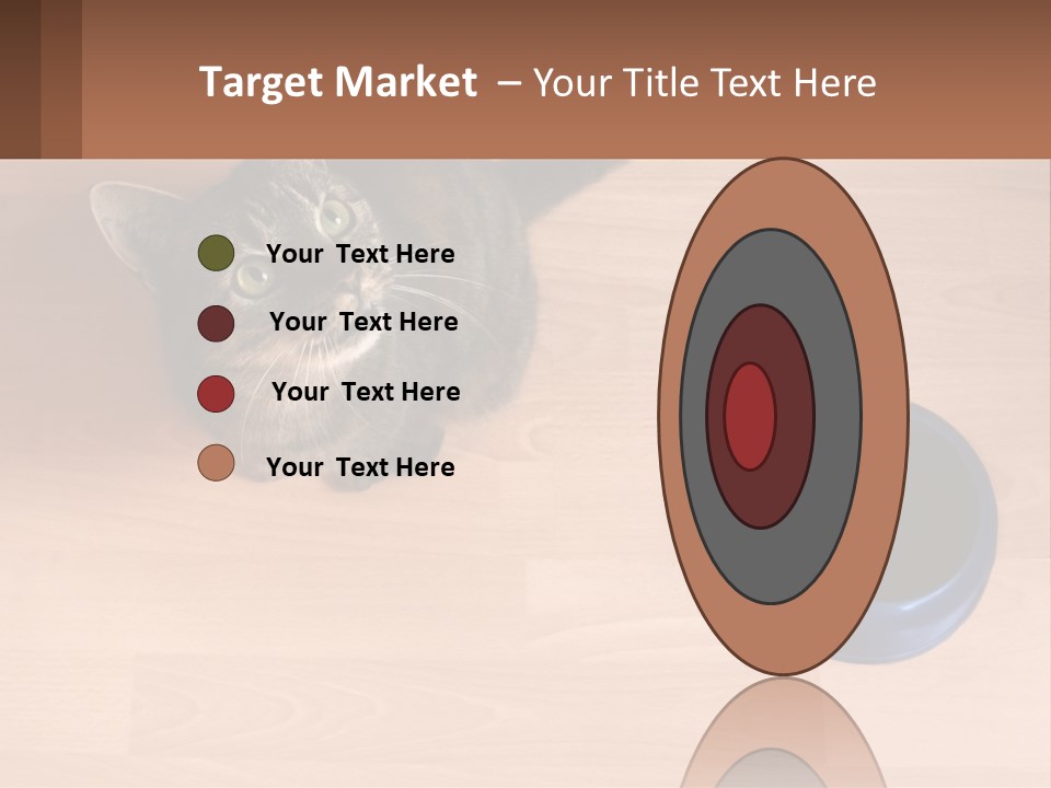 A Cat Sitting Next To A Blue Bowl On A Wooden Floor PowerPoint Template