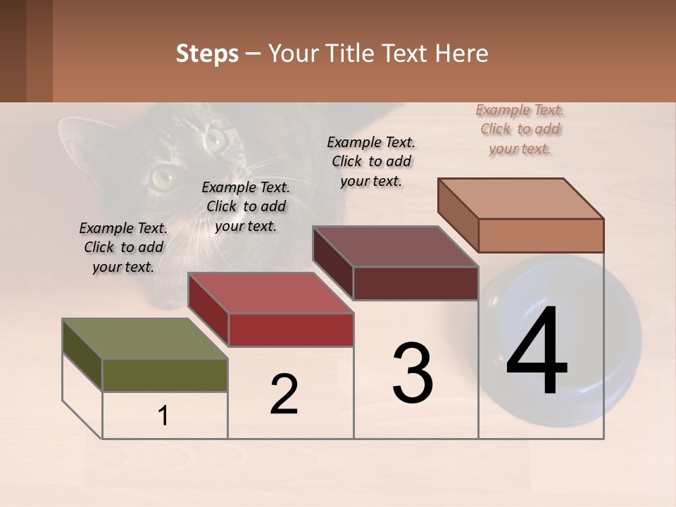 A Cat Sitting Next To A Blue Bowl On A Wooden Floor PowerPoint Template