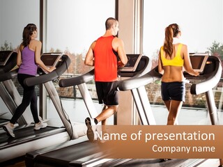 A Group Of People Running On Treadmills In A Gym PowerPoint Template