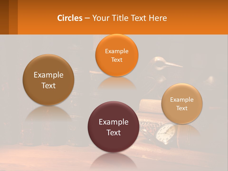 A Bird Sitting On Top Of A Book Shelf Next To A Clock PowerPoint Template