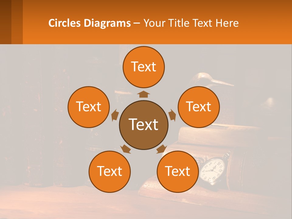 A Bird Sitting On Top Of A Book Shelf Next To A Clock PowerPoint Template