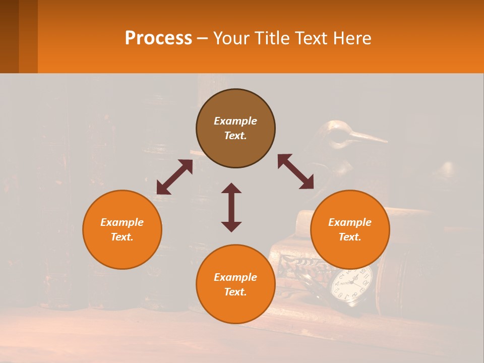 A Bird Sitting On Top Of A Book Shelf Next To A Clock PowerPoint Template