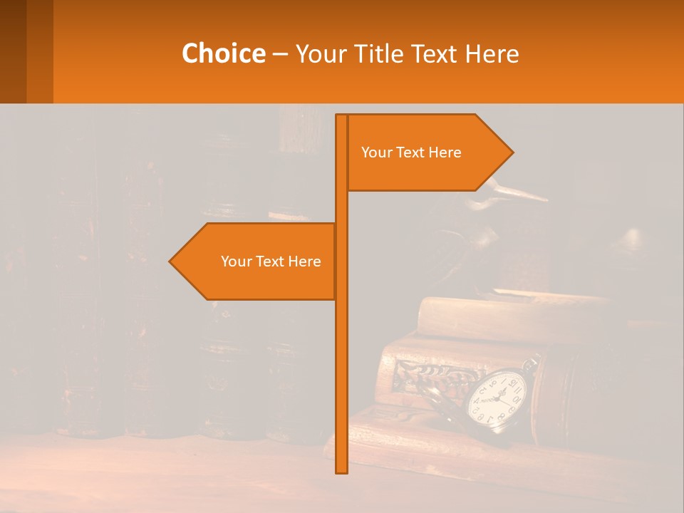A Bird Sitting On Top Of A Book Shelf Next To A Clock PowerPoint Template