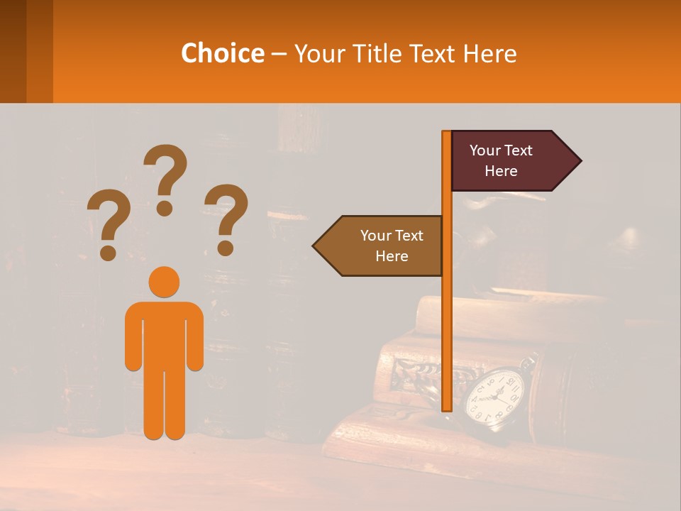 A Bird Sitting On Top Of A Book Shelf Next To A Clock PowerPoint Template