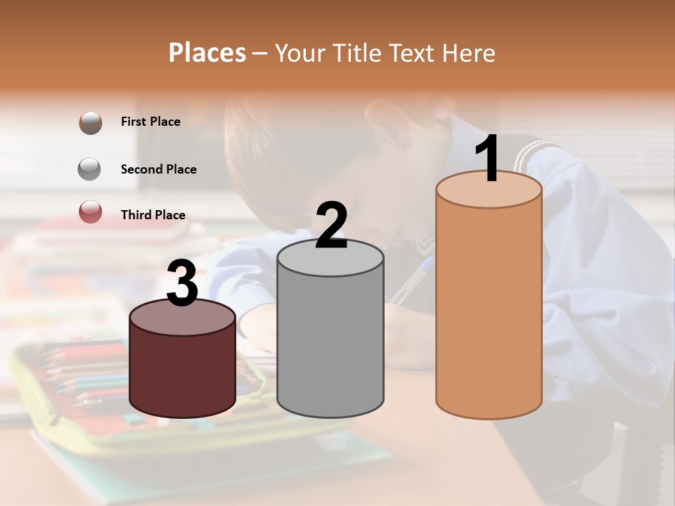 A Young Boy Writing On A Piece Of Paper PowerPoint Template