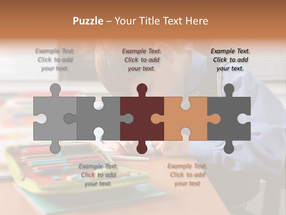 A Young Boy Writing On A Piece Of Paper PowerPoint Template