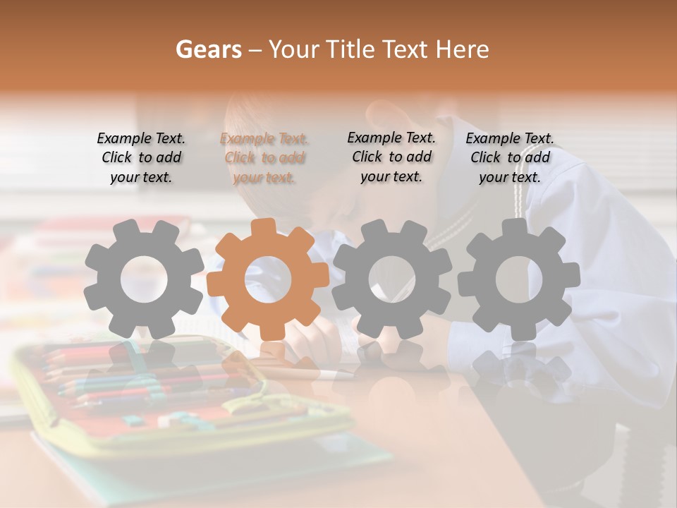 A Young Boy Writing On A Piece Of Paper PowerPoint Template