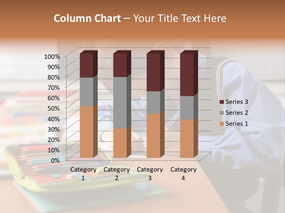 A Young Boy Writing On A Piece Of Paper PowerPoint Template