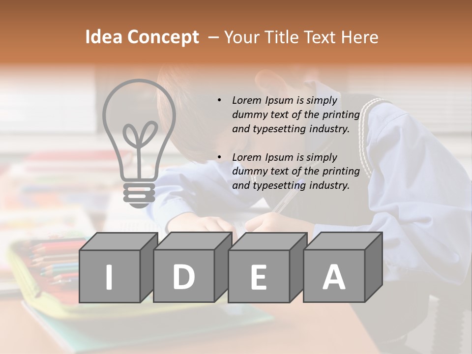 A Young Boy Writing On A Piece Of Paper PowerPoint Template