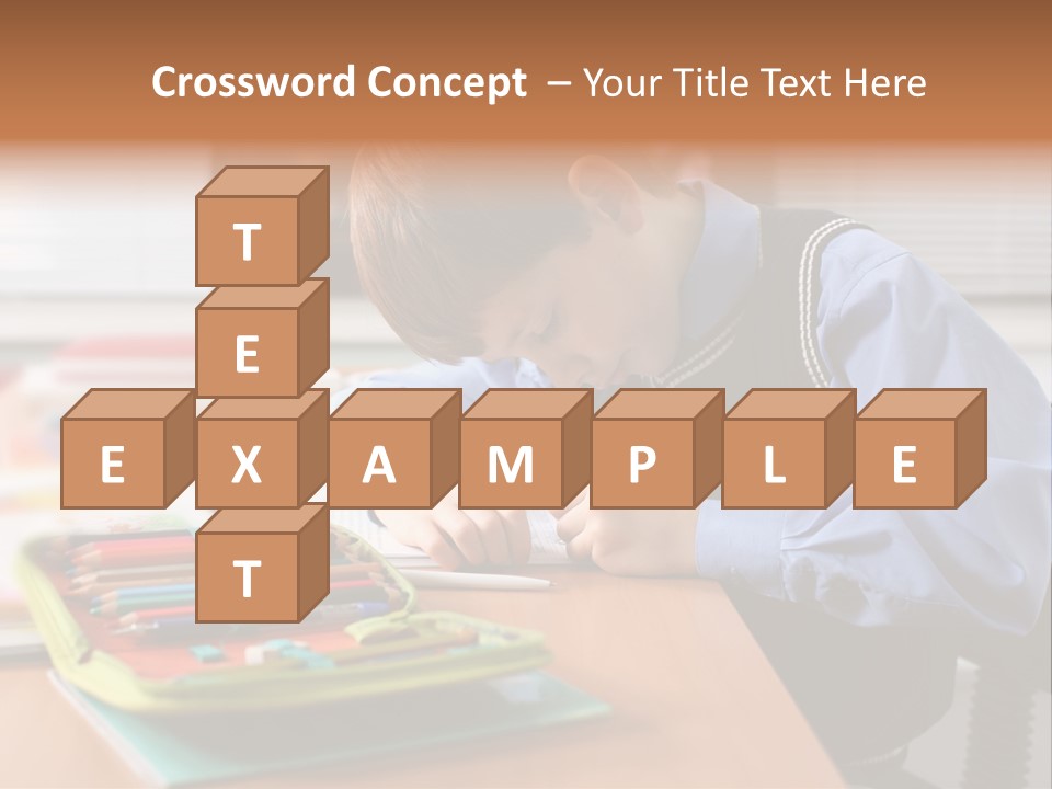 A Young Boy Writing On A Piece Of Paper PowerPoint Template