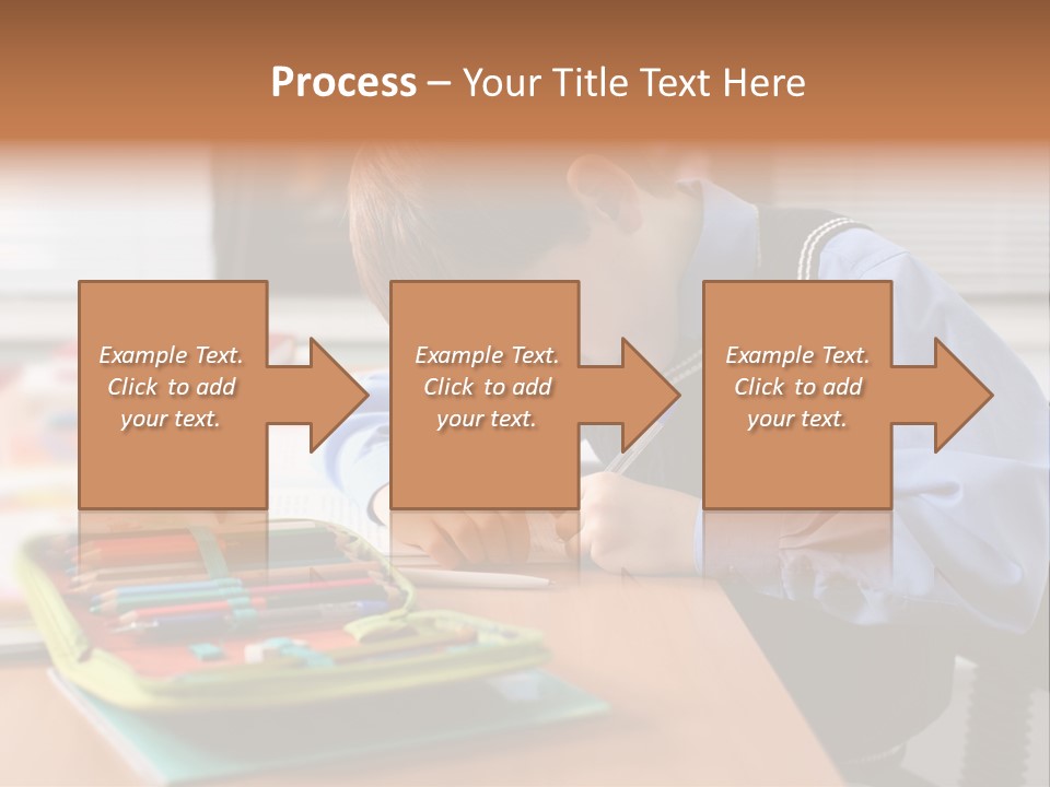 A Young Boy Writing On A Piece Of Paper PowerPoint Template