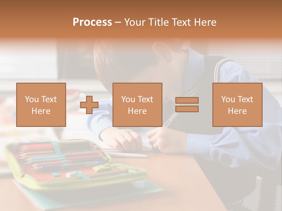 A Young Boy Writing On A Piece Of Paper PowerPoint Template