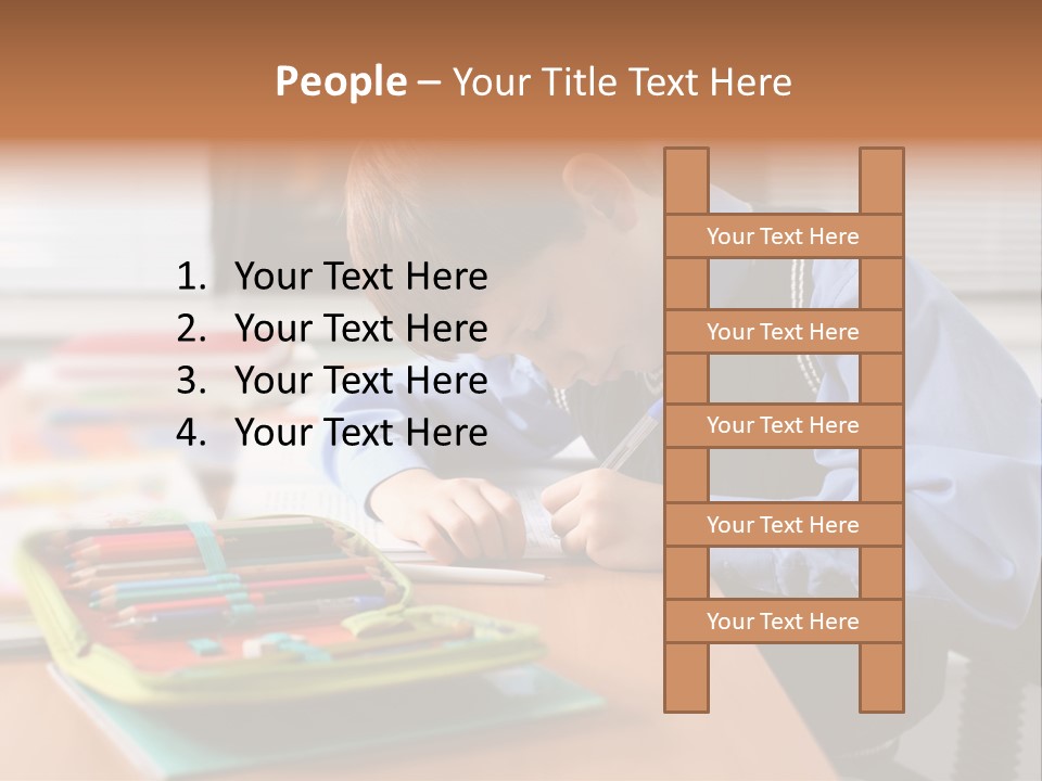 A Young Boy Writing On A Piece Of Paper PowerPoint Template