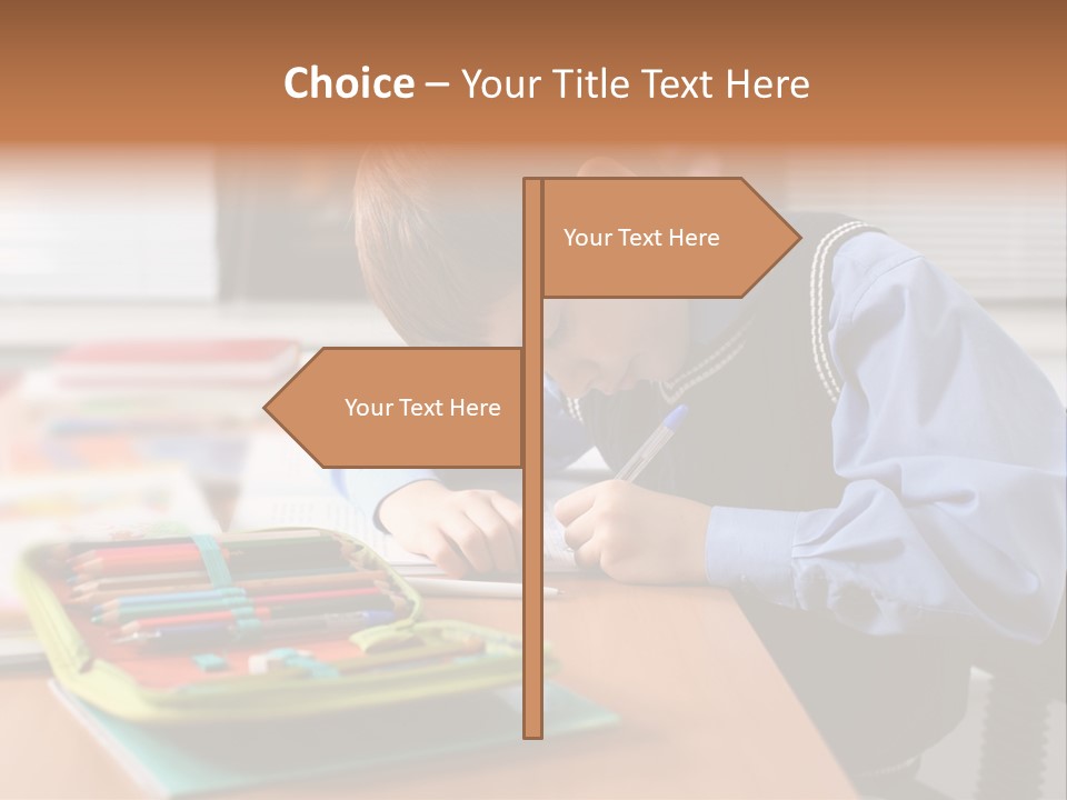 A Young Boy Writing On A Piece Of Paper PowerPoint Template