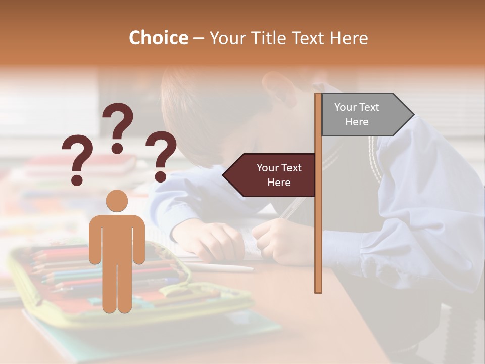 A Young Boy Writing On A Piece Of Paper PowerPoint Template