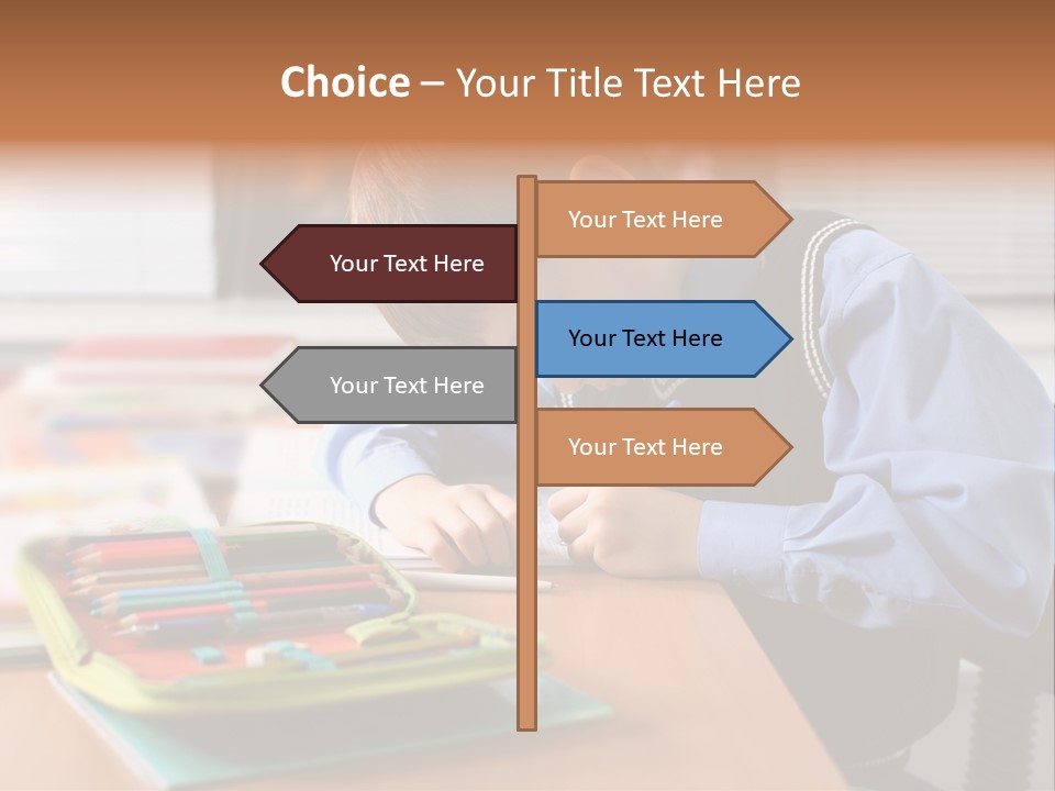 A Young Boy Writing On A Piece Of Paper PowerPoint Template