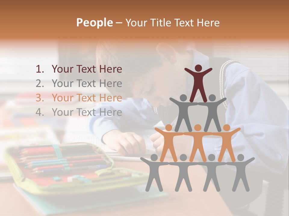 A Young Boy Writing On A Piece Of Paper PowerPoint Template