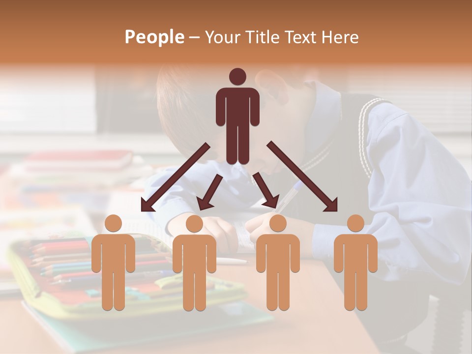 A Young Boy Writing On A Piece Of Paper PowerPoint Template