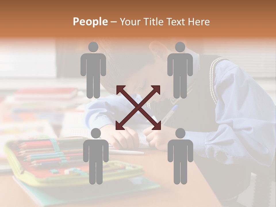 A Young Boy Writing On A Piece Of Paper PowerPoint Template