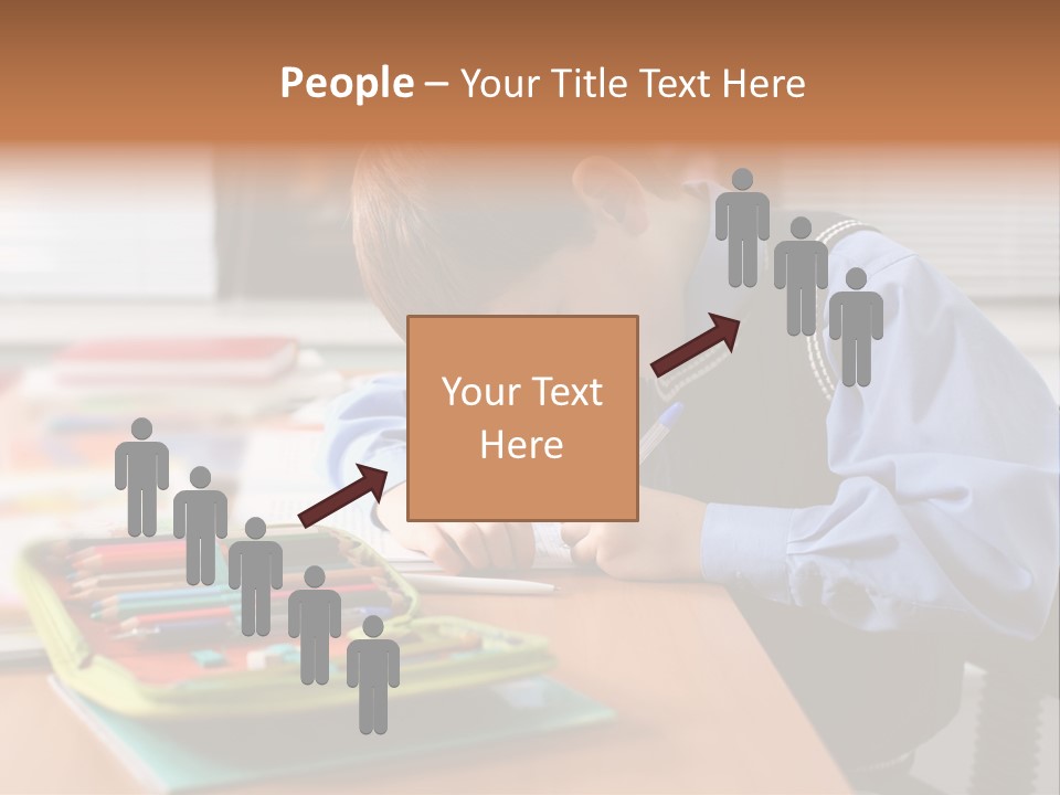 A Young Boy Writing On A Piece Of Paper PowerPoint Template