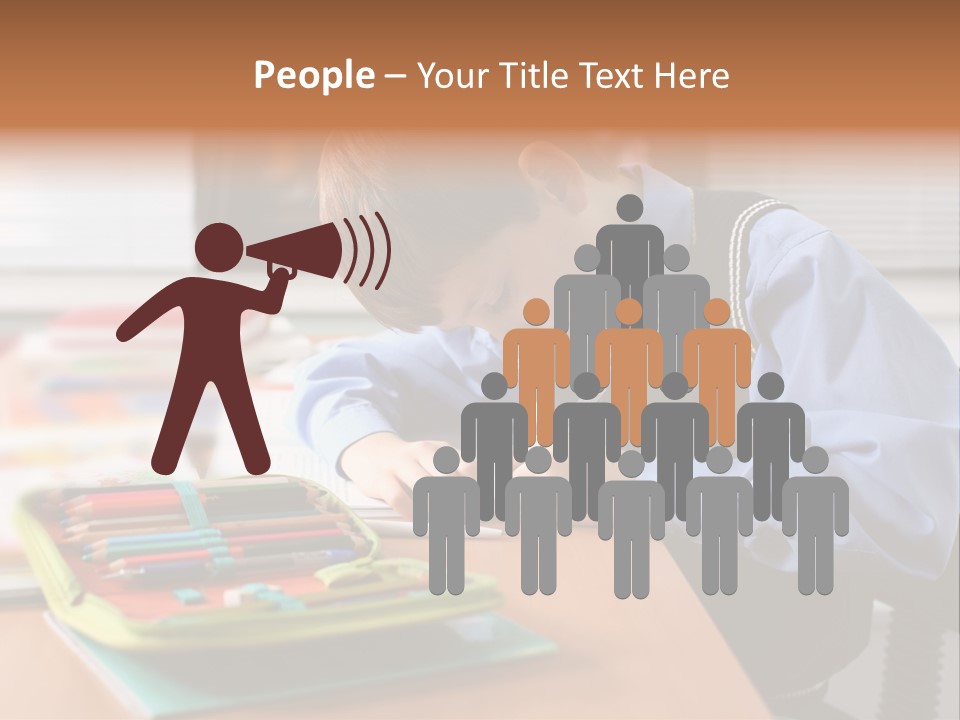 A Young Boy Writing On A Piece Of Paper PowerPoint Template