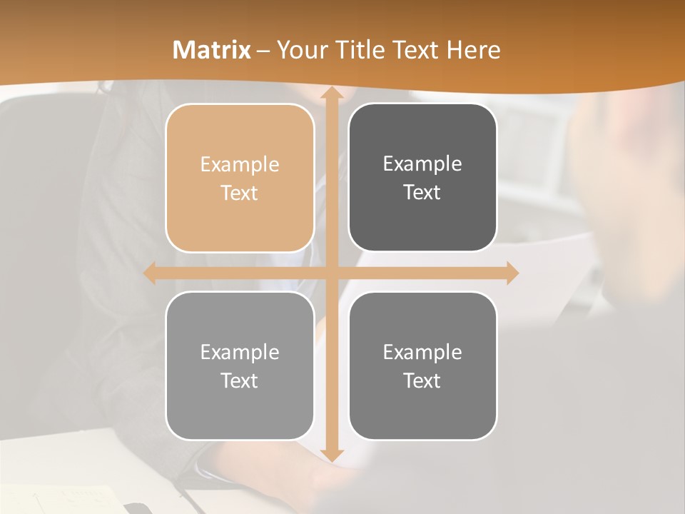 A Woman Sitting At A Desk In Front Of A Man PowerPoint Template